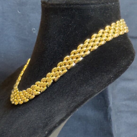 Gold-Tone Oval Link Statement Necklace Secure Clasp 18" Women - Picture 3 of 8